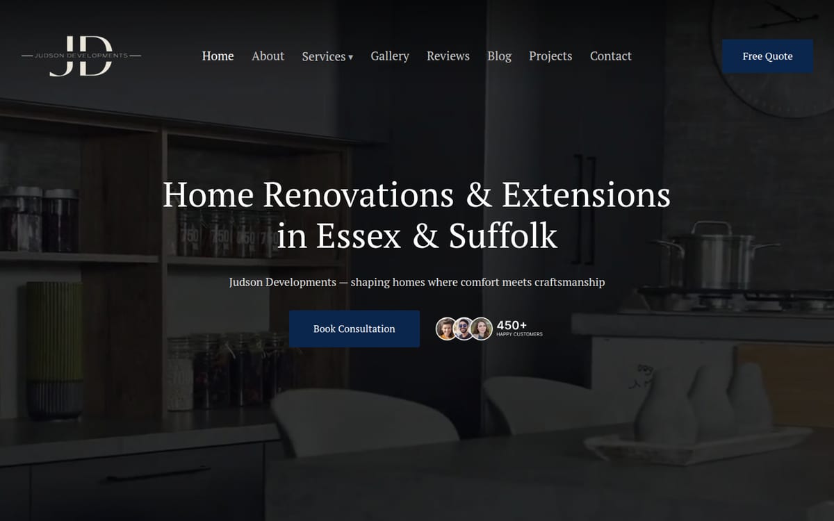 The Judson Developments homepage, designed and built by Expect Best