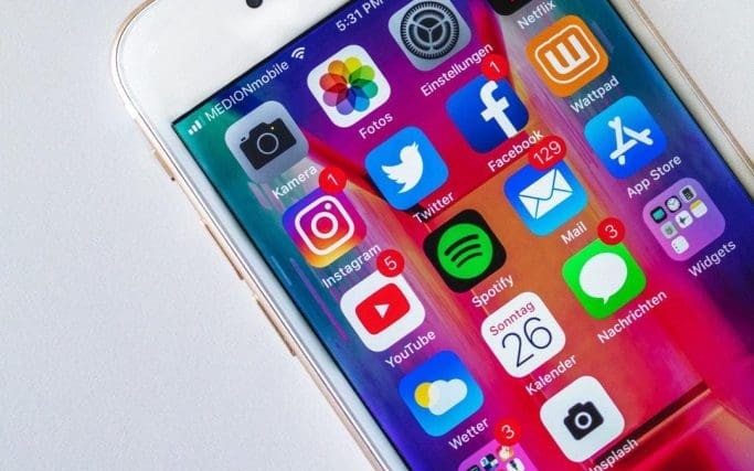 A smartphone home screen packed with app icons