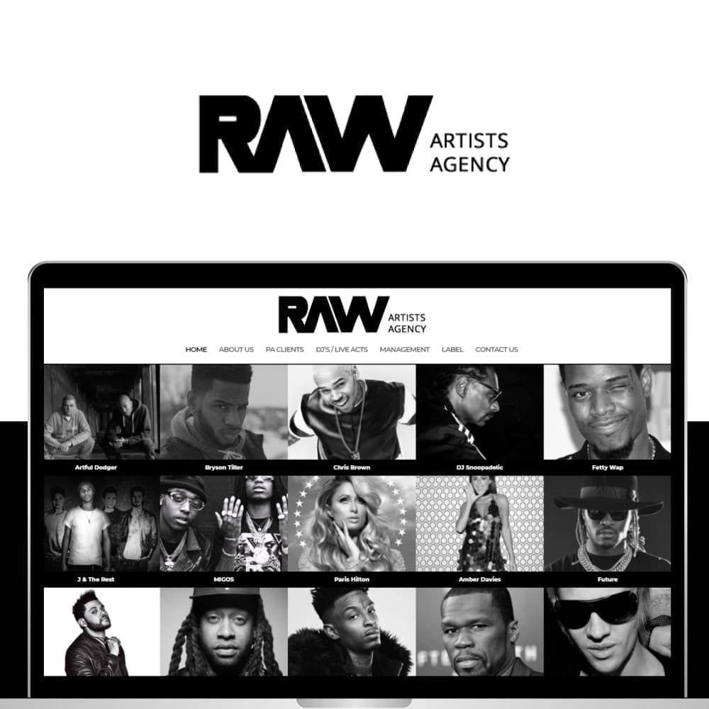RAW Artists Agency website by Expect Best